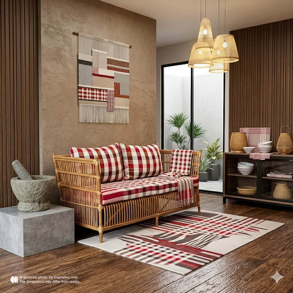 โซฟา 2 ที่นั่ง หวายแท้ PISAMAI รุ่น TARZAN SOFA แนว HOMIE COTTAGE โซฟานั่งเล่น ขนาด 126*76*90 CM สีธรรมชาติ